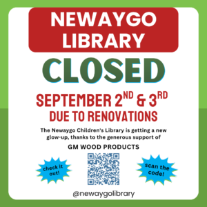 Newaygo Library Closed September 2 & 3 for renovations. Scan the QR Code to see the walk through.